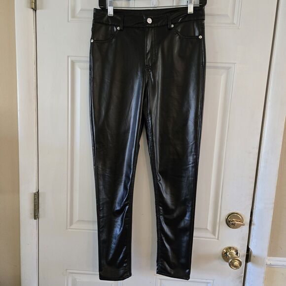 Hyfve Faux Leather Pants Size Medium Black Sleek Mid Rise Women's Biker Pants - Picture 1 of 6